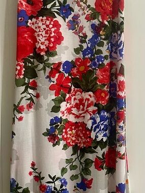 Floral Maxi dress with Red & Blue Blooms